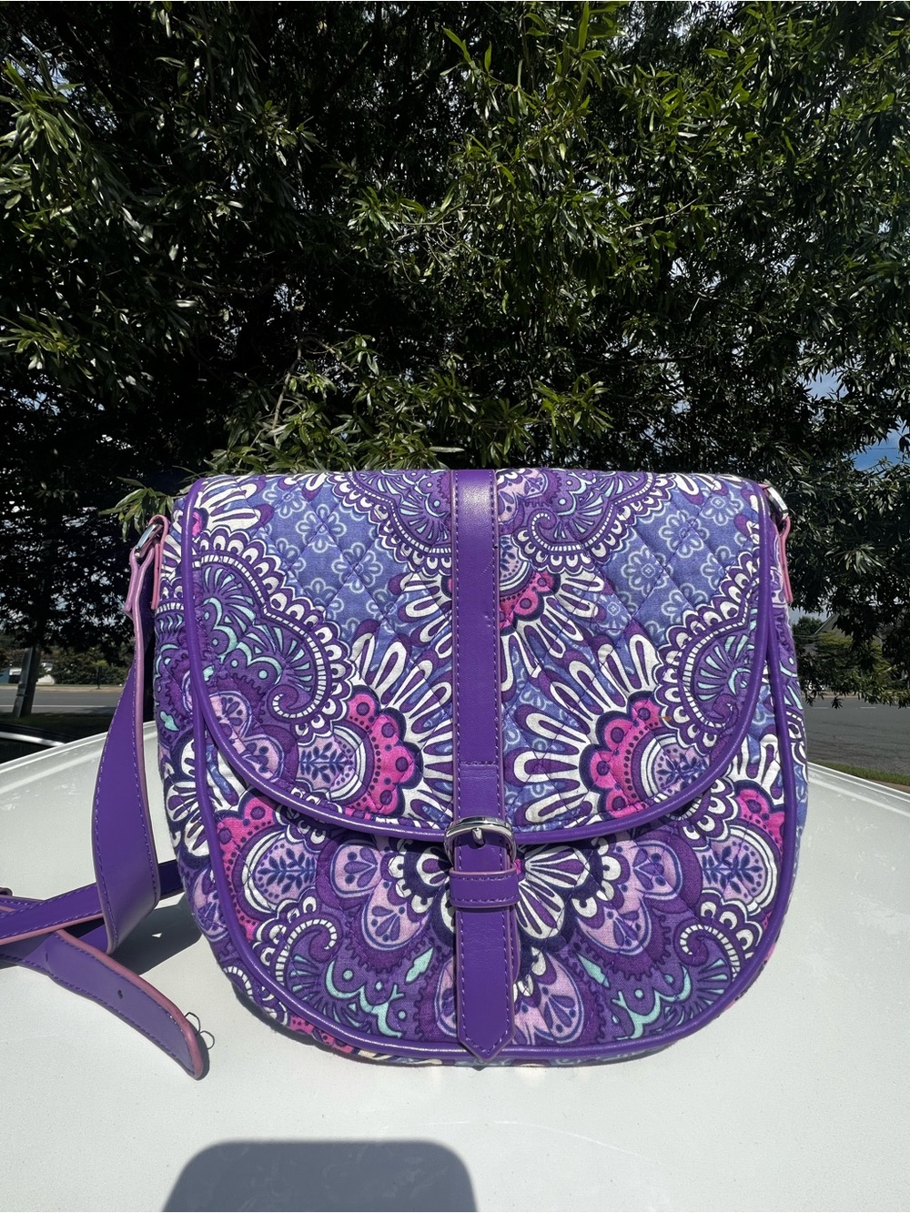Vera Bradley Purple Floral Paisley Quilted Crossbody Bag
